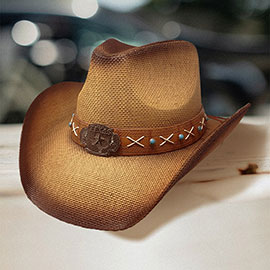 Texas Buckle Accented Straw Cowboy Hat