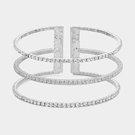 Rhinestone Paved Split Cuff Bracelet