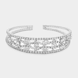 Round Marquise CZ Stone Pointed Evening Cuff Bracelet