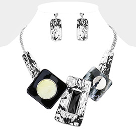 Acetate Abstract Object Statement Necklace