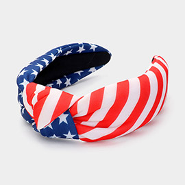 American USA Flag Printed Knot Headband
