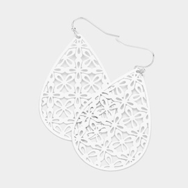 Abstract Pattern Teardrop Metal Filigree Dangle Earrings