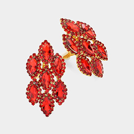 Marquise Stone Embellished Clip On Earrings