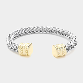 Square Tip Textured Metal Cuff Bracelet