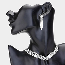 Rhinestone Paved Evening Choker Necklace