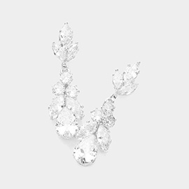 Teardrop Marquise CZ Stone Pointed Evening Earrings