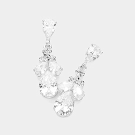 Marquise CZ Stone Pointed Evening Earrings