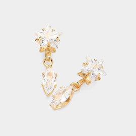 Star CZ Stone Pointed Marquise Stone Dangle Evening Earrings