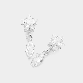 Star CZ Stone Pointed Marquise Stone Dangle Evening Earrings
