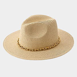Hardware Chain Band Pointed Straw Hat
