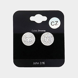 Round CZ Stone Pointed Stud Earrings
