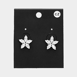 Flower CZ Stone Stud Earrings