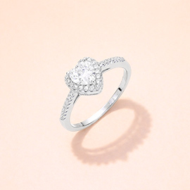 Heart Stone Accented Halo Ring