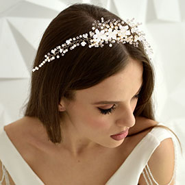 Pearl Flower Accented Vine Wrap Headpiece