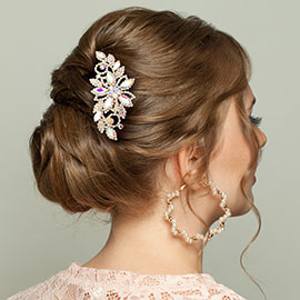 Marquise Stone Accented Flower Hair Comb
