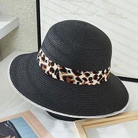 Leopard Trim Bowler Hat