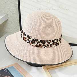 Leopard Trim Bowler Hat