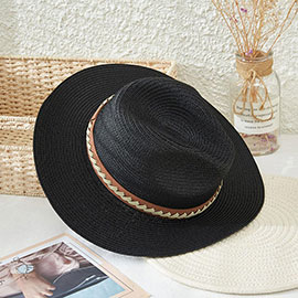 Woven Trim Fedora Hat