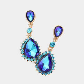 Teardrop Crystal Stone Dangle Evening Earrings