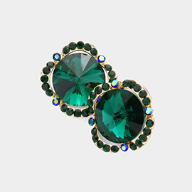 Round Crystal Stone Accented Evening Earrings