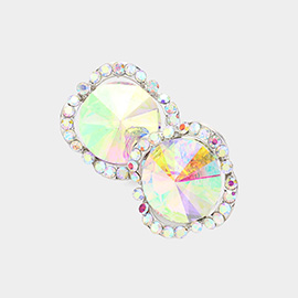 Round Crystal Stone Accented Evening Earrings
