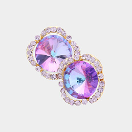 Round Crystal Stone Accented Evening Earrings