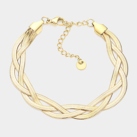 Stainless Steel Twisted Herringbone Chain Bracelet