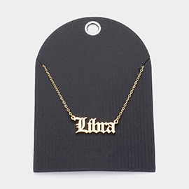 Stainless Steel LIBRA Plate Pendant Necklace