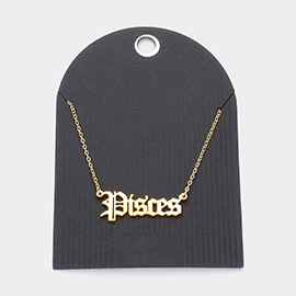 Stainless Steel PISCES Plate Pendant Necklace