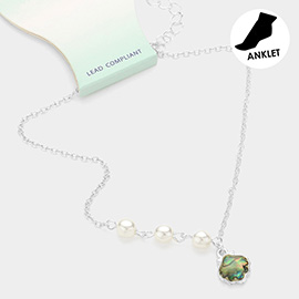 Pearl Pointed Abalone Shell Charm Anklet