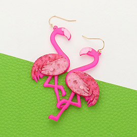 Resin Flamingo Dangle Earrings
