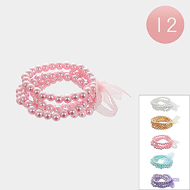 12 SET OF 4 - Pearl Multi Layered Stretch Bracelets