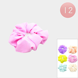 12PCS - Pastel Plain Color Scrunchies Hair Bands