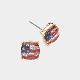 Glittered American USA Flag Stud Earrings