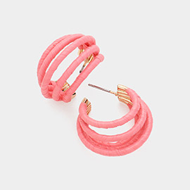 Raffia Wrapped Split Hoop Earrings