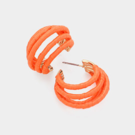 Raffia Wrapped Split Hoop Earrings