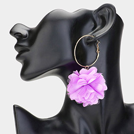 Fabric Rose Dangle Earrings