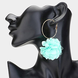 Fabric Rose Dangle Earrings