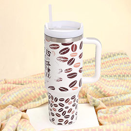 Coffee Bean 40oz Double Wall Stainless Steel Tumbler With Handle