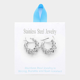 Stainless Steel Spiral Hoop Pin Catch Earrings
