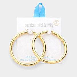 18K Gold Dipped Stainless Steel Hoop Pin Catch Earrings