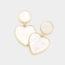 Mother Of Pearl Heart Dangle Earrings