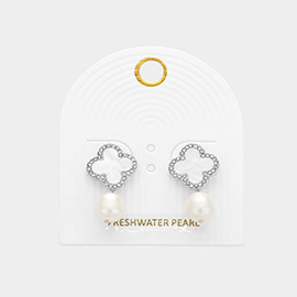 Freshwater Pearl Dangle Quatrefoil Earrings