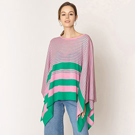 Two Tone Stripe Poncho