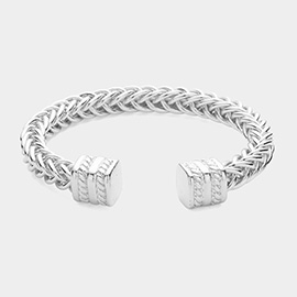 Square Tip Textured Metal Cuff Bracelet