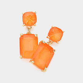 Square Rectangle Link Dangle Evening Earrings