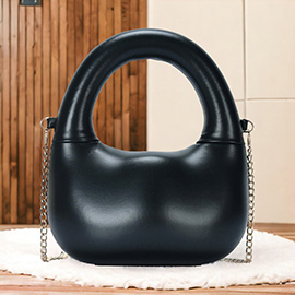 Faux Leather Rigid Top Handle Bag / Crossbody Bag