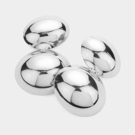 Metal Double Round Bean Earrings