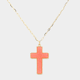 Druzy Cross Pendant Necklace
