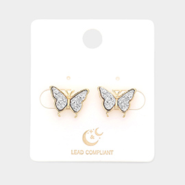 Druzy Butterfly Stud Earrings